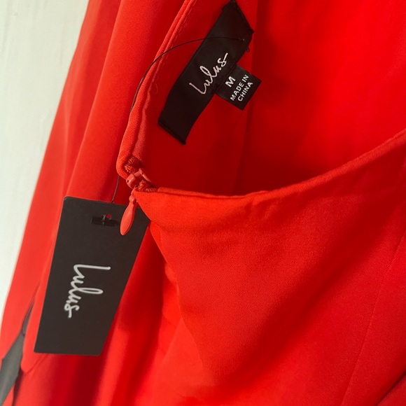 Brand new with tags Lulus Red Orange Multi Stripe Tie-Back Mini Dress - Picture 9 of 9